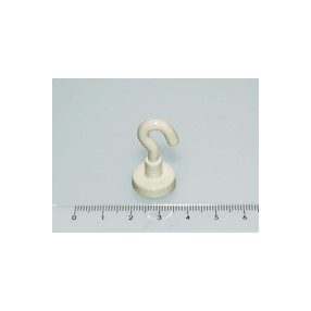 H-16x5 mm NEODYM csavaros mágnes kampó fehér