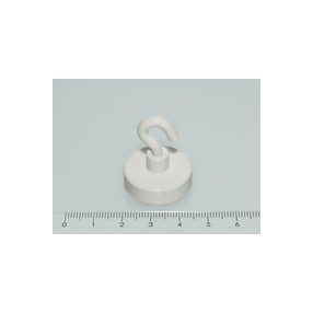 H-25x7 mm NEODYM csavaros mágnes kampó fehér