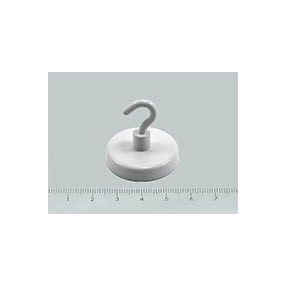 H-32x7 mm NEODYM mágnes kampó fehér (dél)