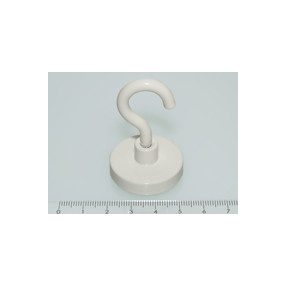 H-32x7 mm NEODYM csavaros mágnes kampó fehér