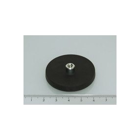   POT-S-B 43x6 NEODYM rögzítő mágnes menetes hüvellyel,  gumibevonattal