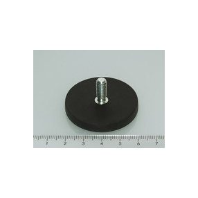   POT-S-G 43x6 NEODYM rögzítő mágnes menetes nyakkal,  gumibevonattal