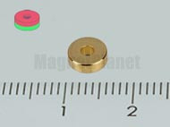 6x2/2 mm N45 NEODYM mágnes gyűrű Au