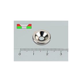   15x2/3 mm N35 NEODYM mágnes gyűrű süllyesztéssel (Észak)