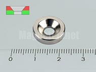 15x4/4 mm N35 NEODYM mágnes gyűrű süllyesztéssel (Észak)
