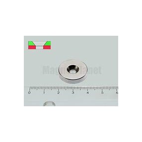   20x3/3,3 mm N38 NEODYM mágnes gyűrű süllyesztéssel (Észak)