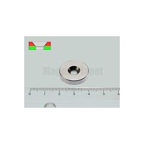   20x4/4,5 mm N42 NEODYM mágnes gyűrű süllyesztéssel (Észak)