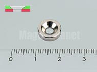 10x3/3,4 mm N42 NEODYM mágnes gyűrű süllyesztéssel (Dél)