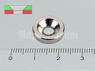 14x3/4 mm N35 NEODYM mágnes gyűrű süllyesztéssel (Dél)