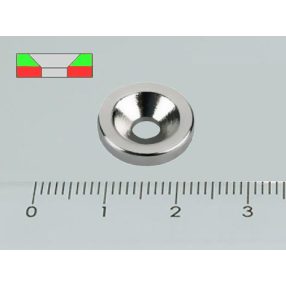 15x2/3 mm N35 NEODYM mágnes gyűrű süllyesztéssel (Dél)